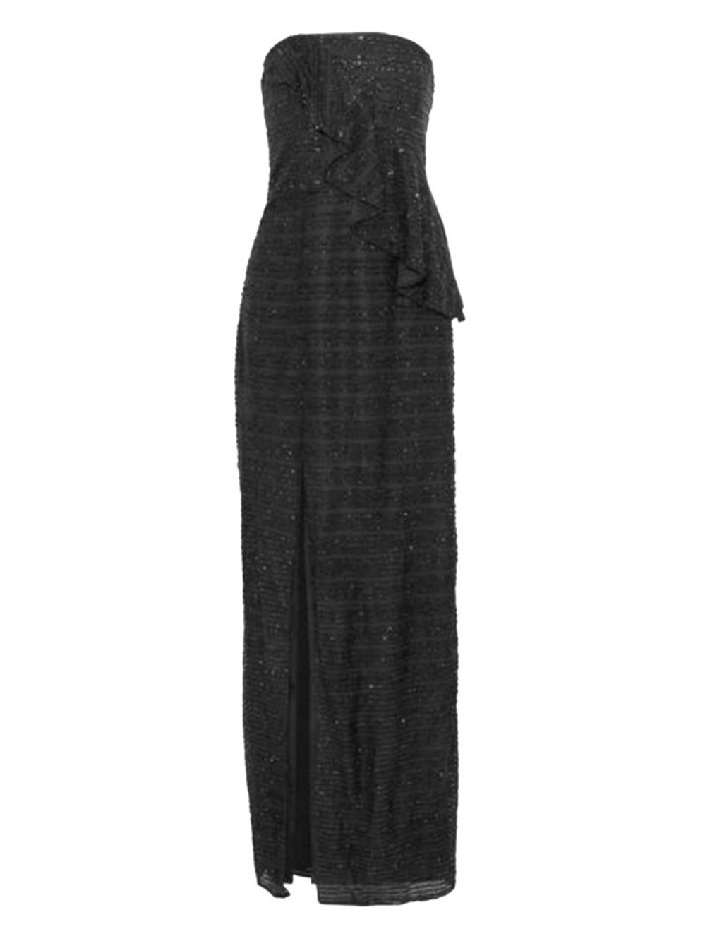 Halston Heritage Strapless Metallic Black Gown
 Reg $550 size 12